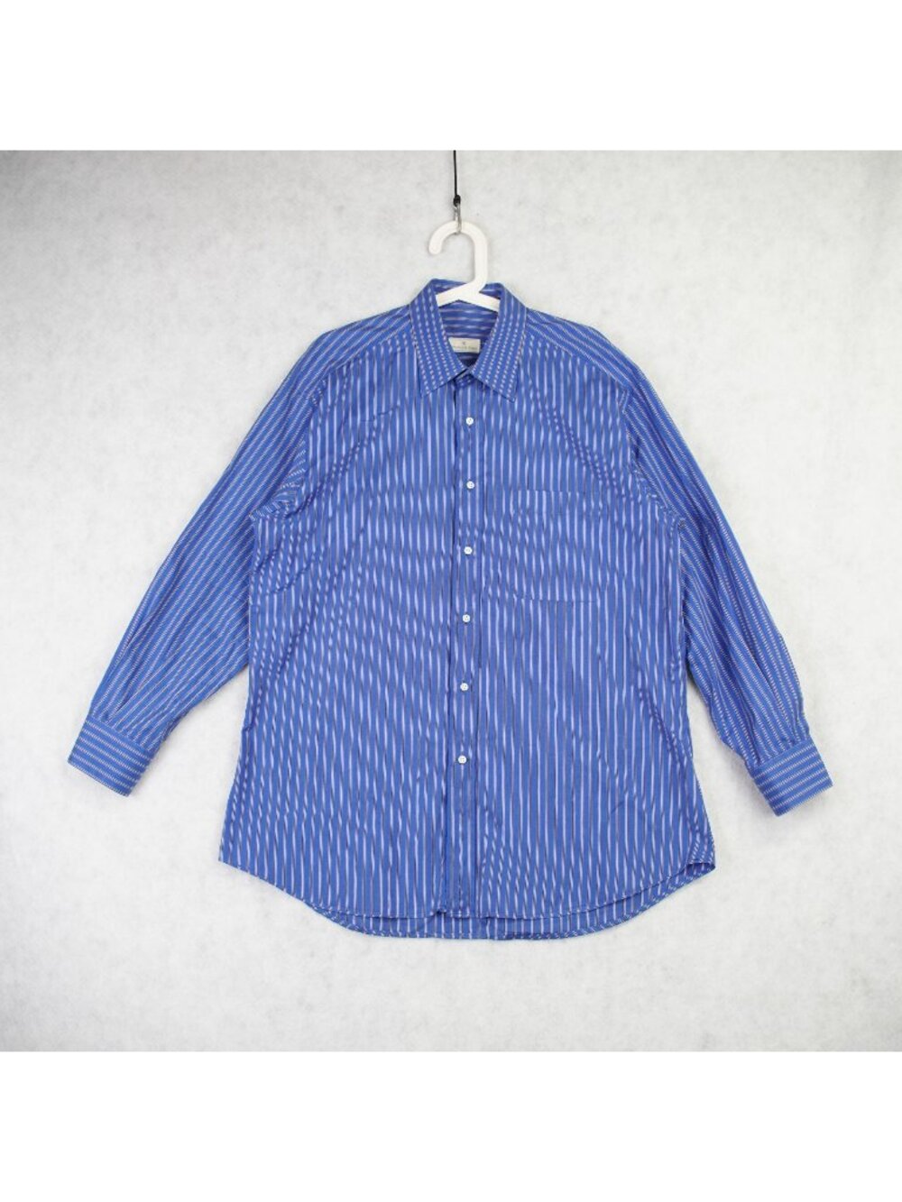 Ermenegildo Zegna Dress Shirt Size 16.5-42 Blue Stripe 100% Cotton Made In Italy